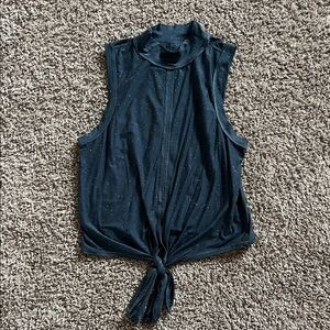 lululemon athletica Black Speckled Tie-Front Sleeveless Mock Neck Tank